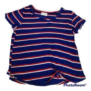 Jun & Ivy Multi Striped V Neck T Shirt